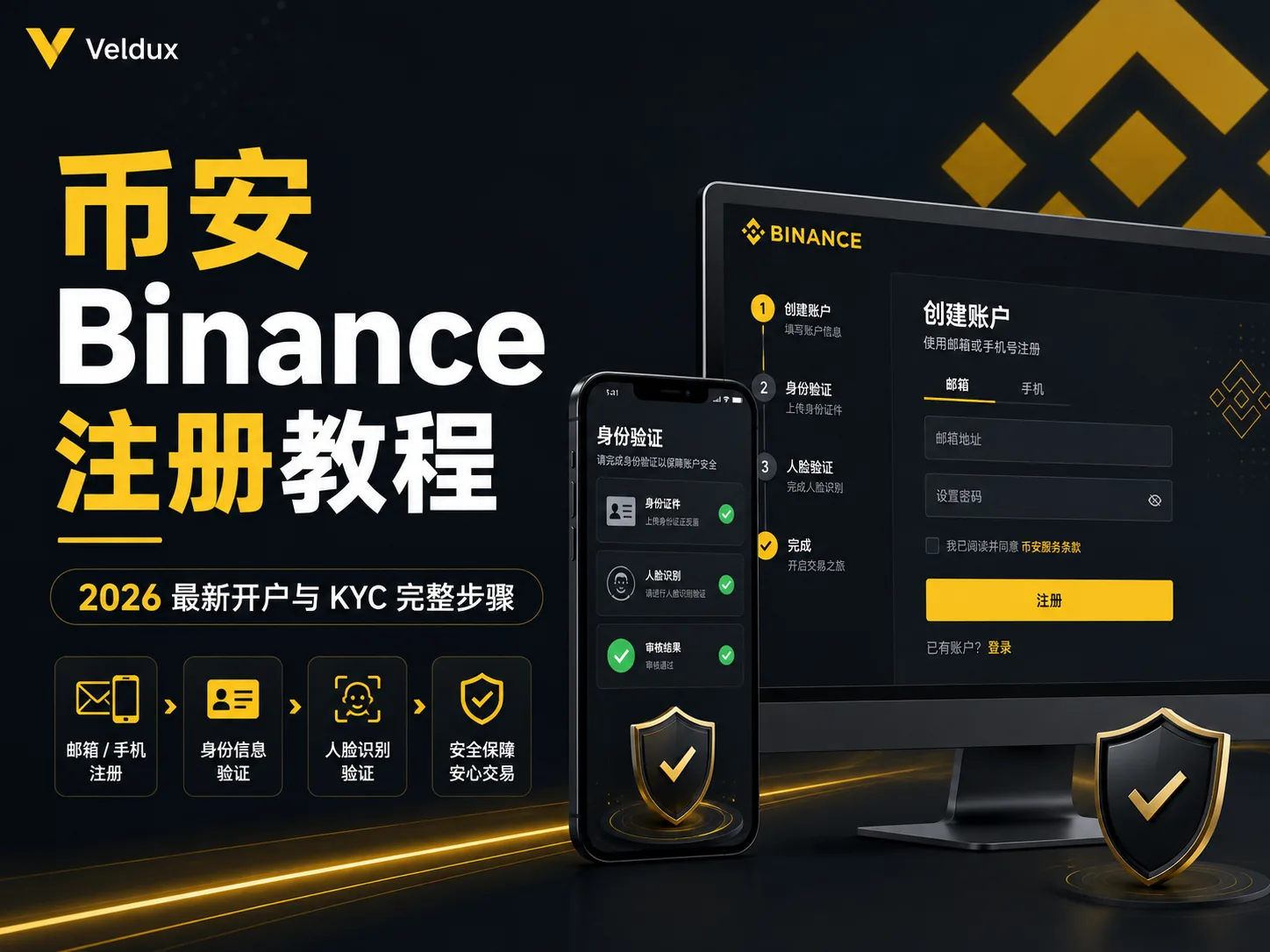 币安 Binance 注册教程：2026 最新开户与 KYC 完整步骤