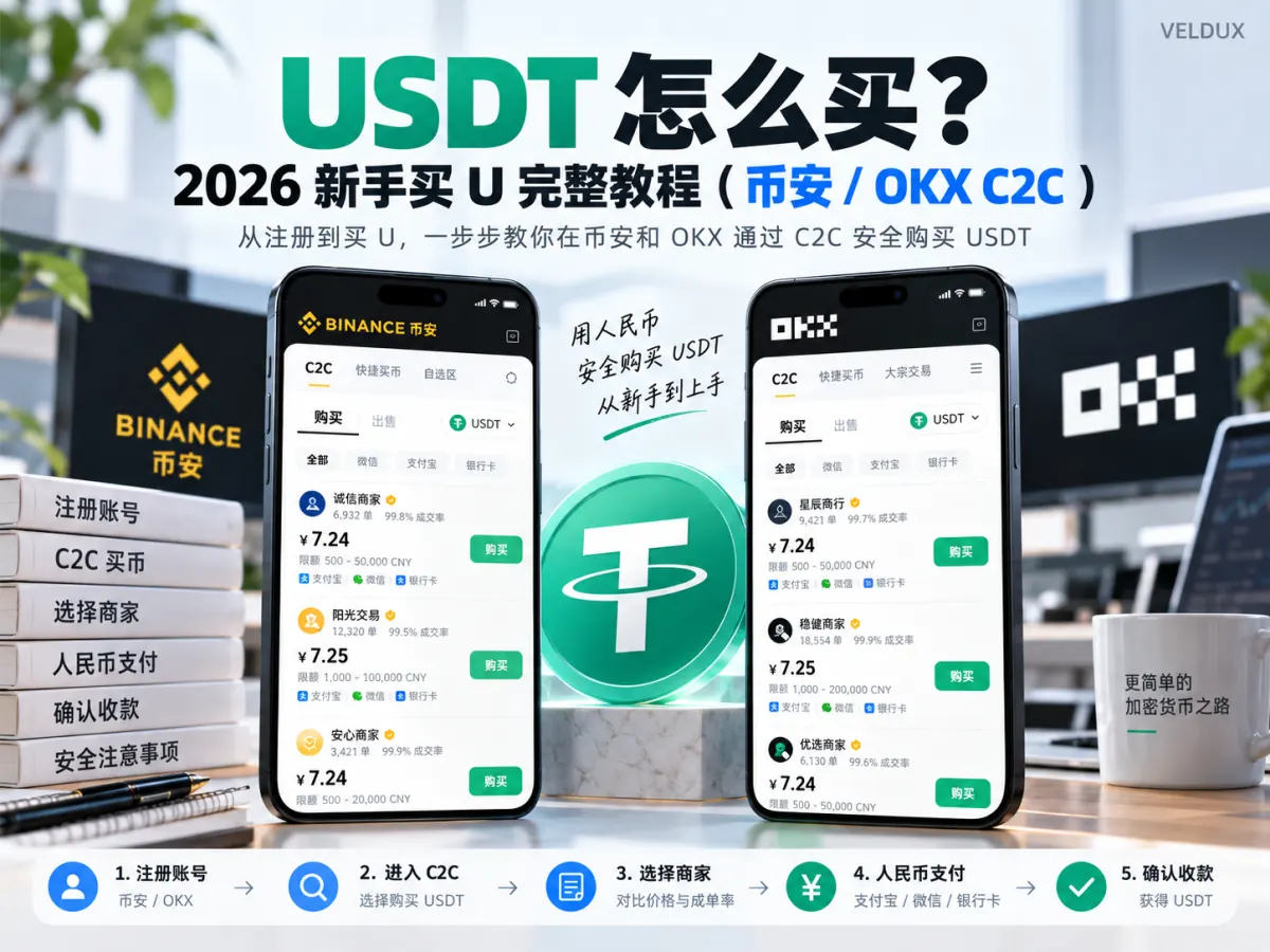 USDT 怎么买？2026 新手买 U 完整教程（币安 / OKX C2C）