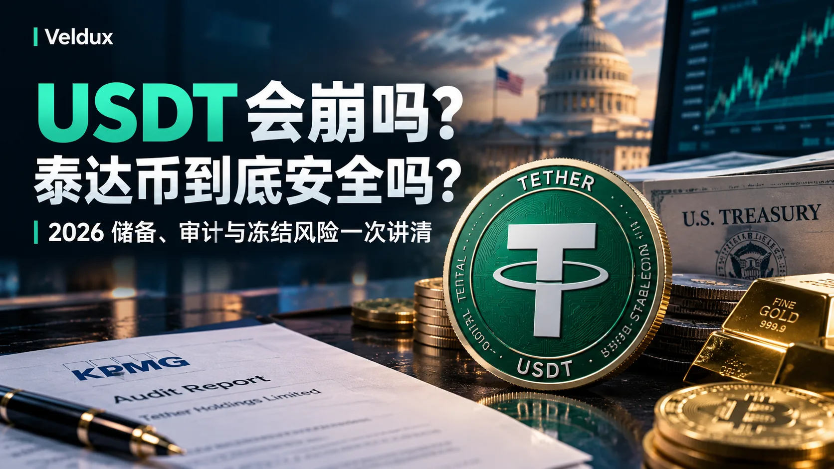 USDT 会崩吗？泰达币到底安全吗？2026 储备、审计与冻结风险一次讲清
